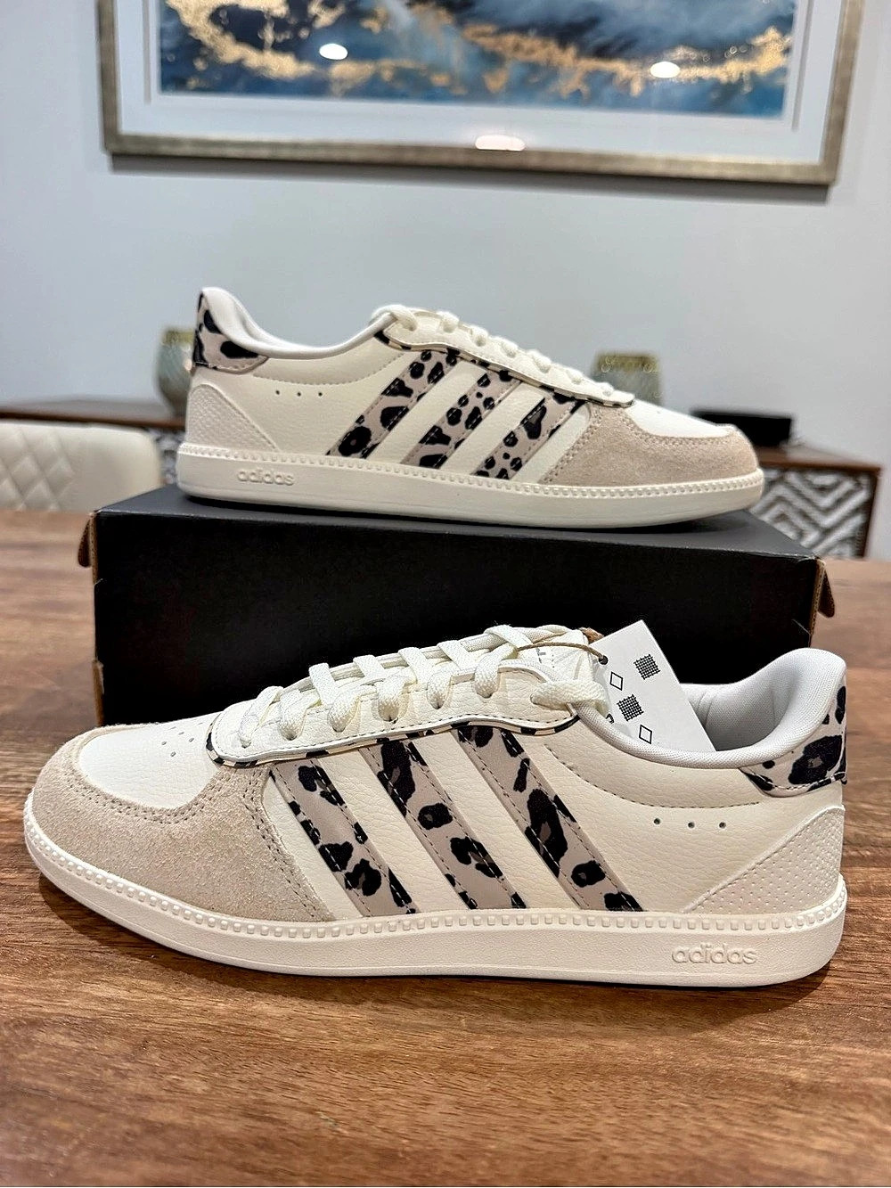 Adidas Breaknet Sleek Sneakers-White with Leopard print- Size 7.5W/6M BNIB